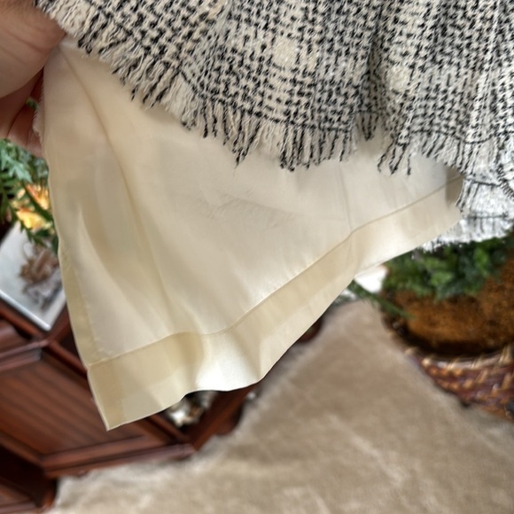 Classiques Entier Black & White Tweed Checks Lined Skirt w/ Pleated Ruffle Hem - Picture 12 of 15